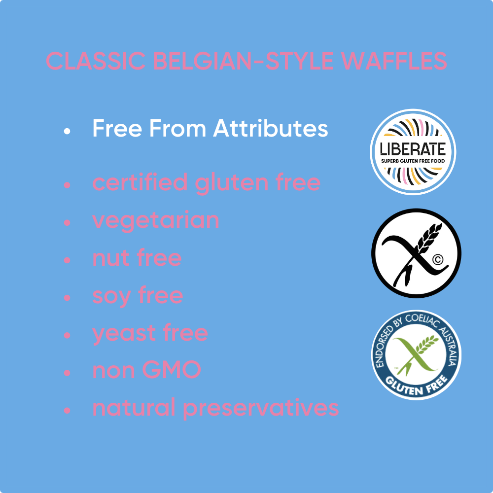 Free From Attributes of Liberate's Classic Belgian-Style Waffles