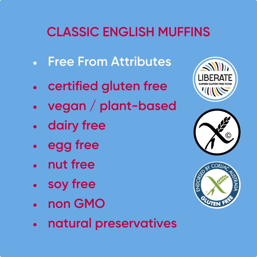 Free From Attributes of multi-award winning Liberate Classic English Muffins