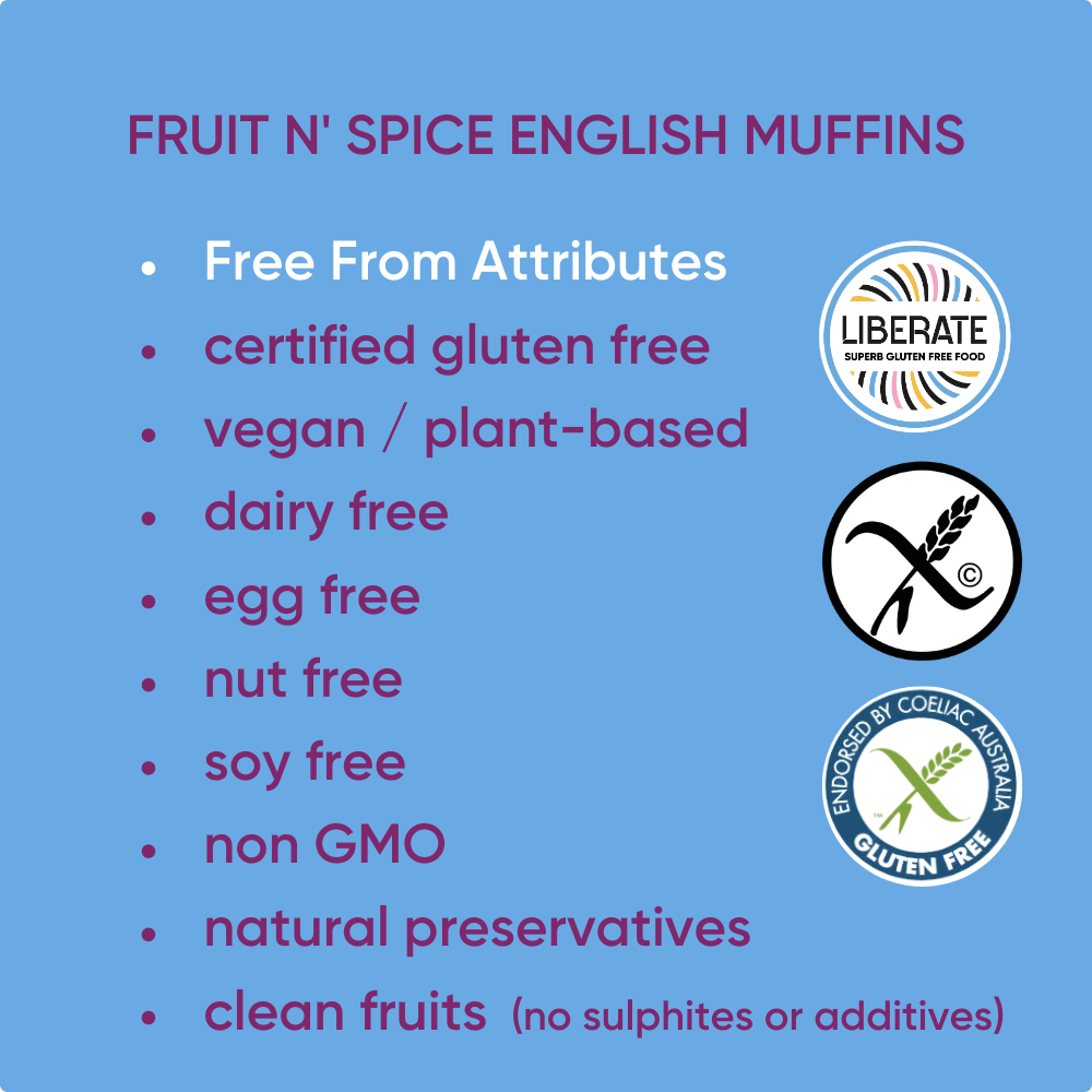 Free From Attributes of Liberate Fruit & Spice English Muffins