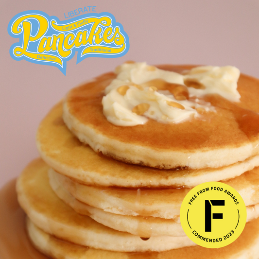 Award winning Liberate Pancakes are certified gluten free, free from many common allergens and vegetarian too